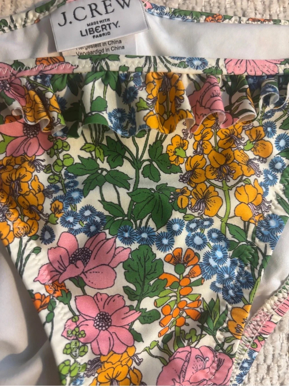 NWT J. Crew Yellow Bandeau with Floral Tie-Side Bikini Bottoms - Picture 3 of 8